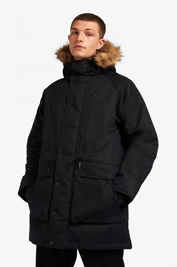 Fred Perry Pehmustettu Waxed Puuvilla Miesten Takki Mustat | FI 1828TCEV